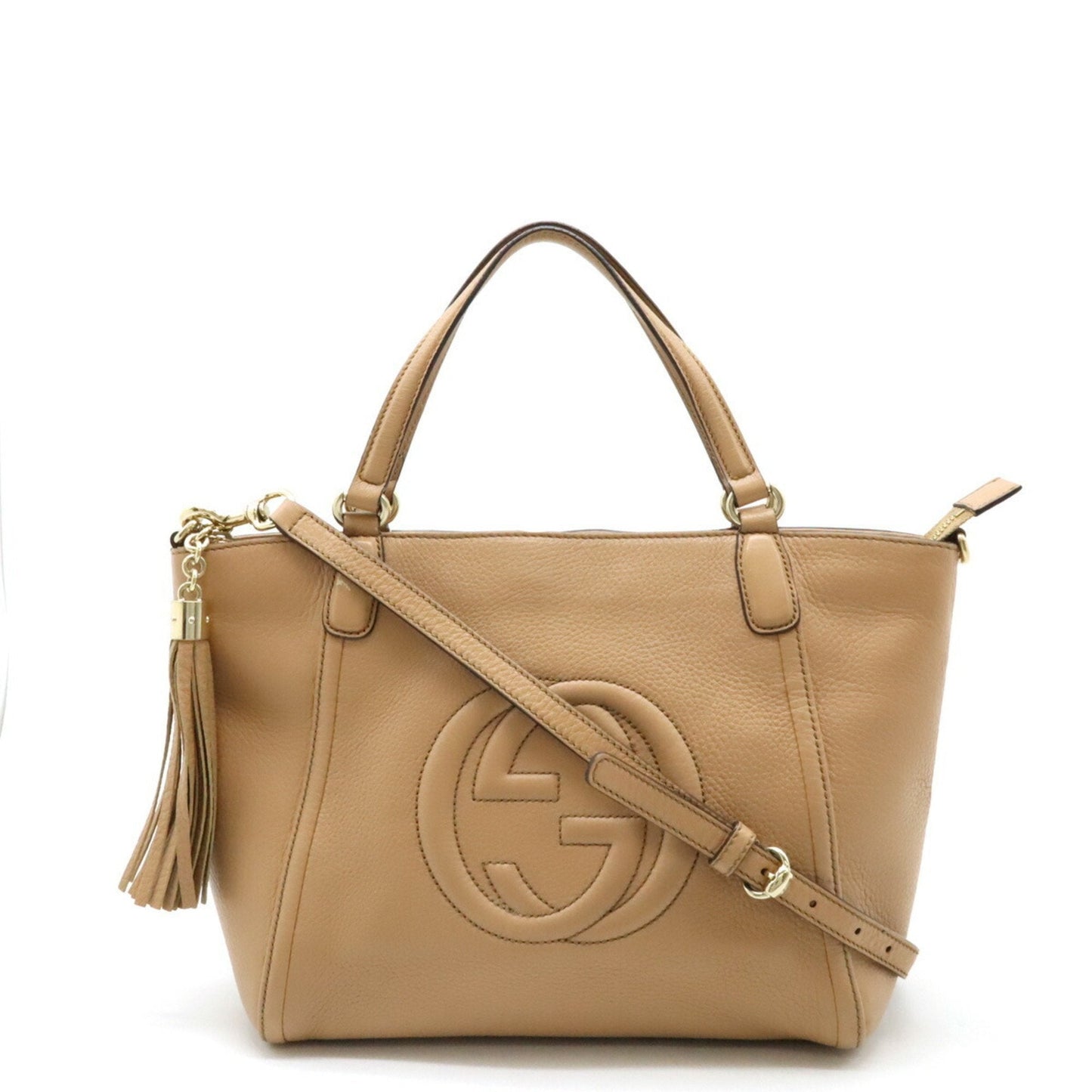 Gucci Beige Leather Shoulder Bag Tote Bag ()