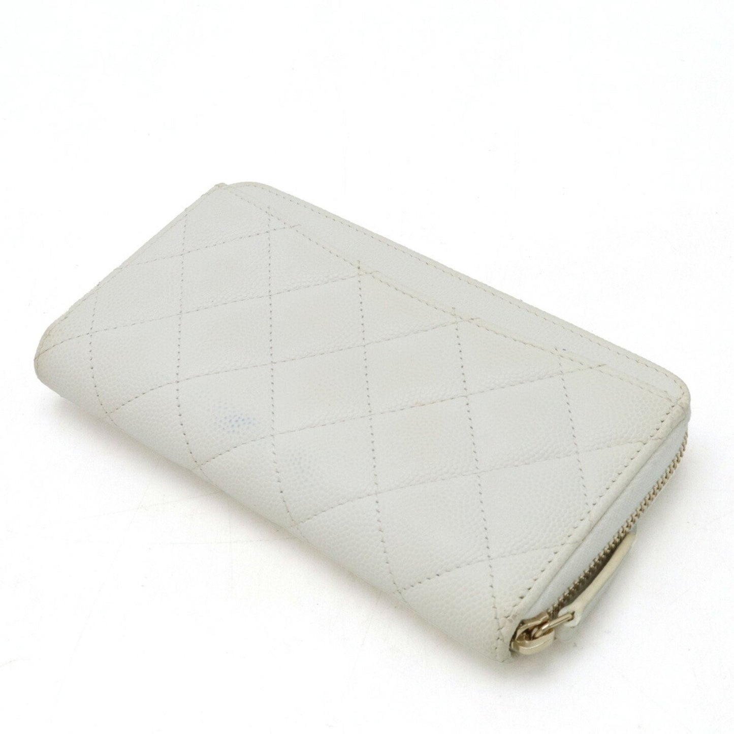 Chanel White Grained Calfskin Long Wallet (Bi-Fold) ()