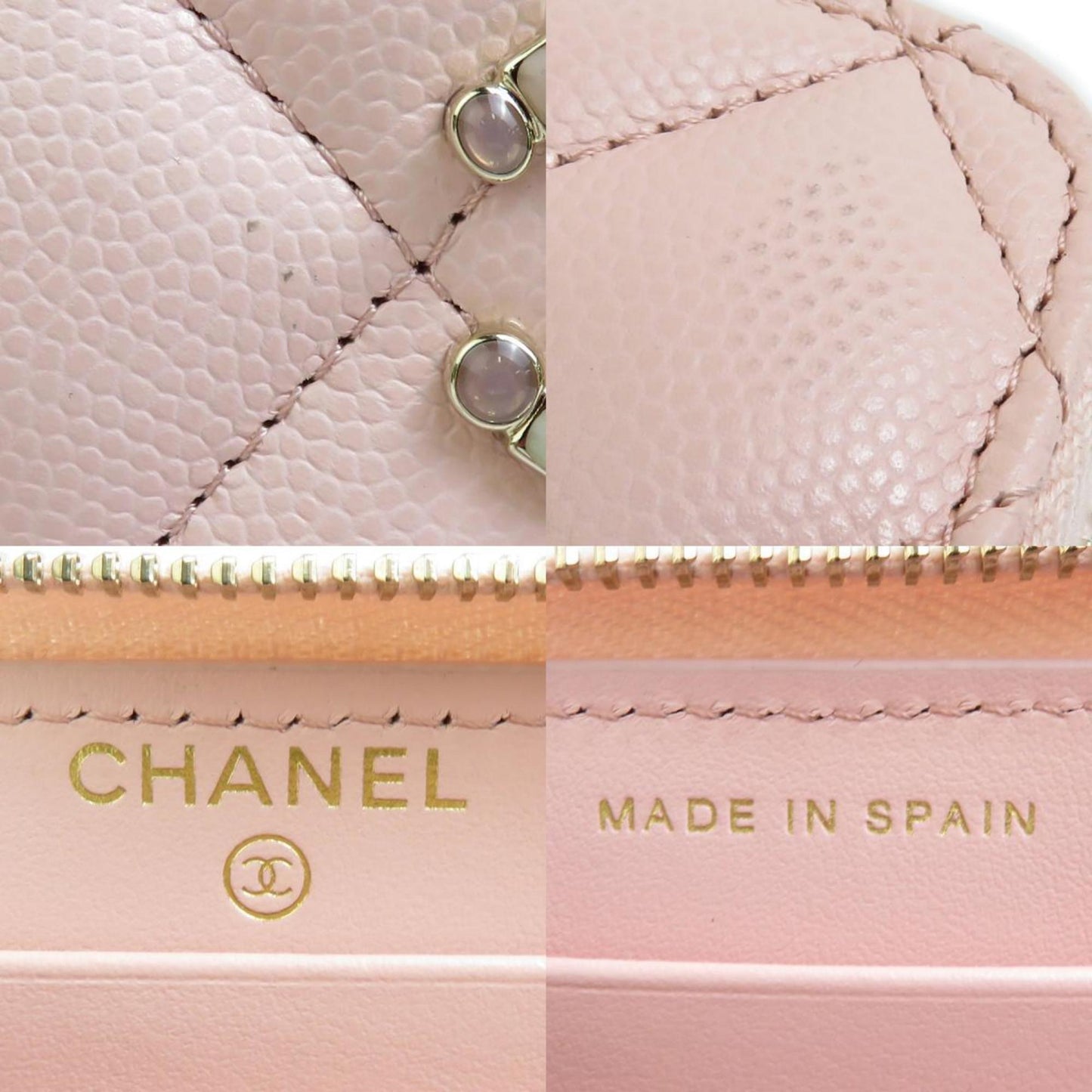 Chanel Pink Grained Calfskin Long Wallet (Bi-Fold) ()