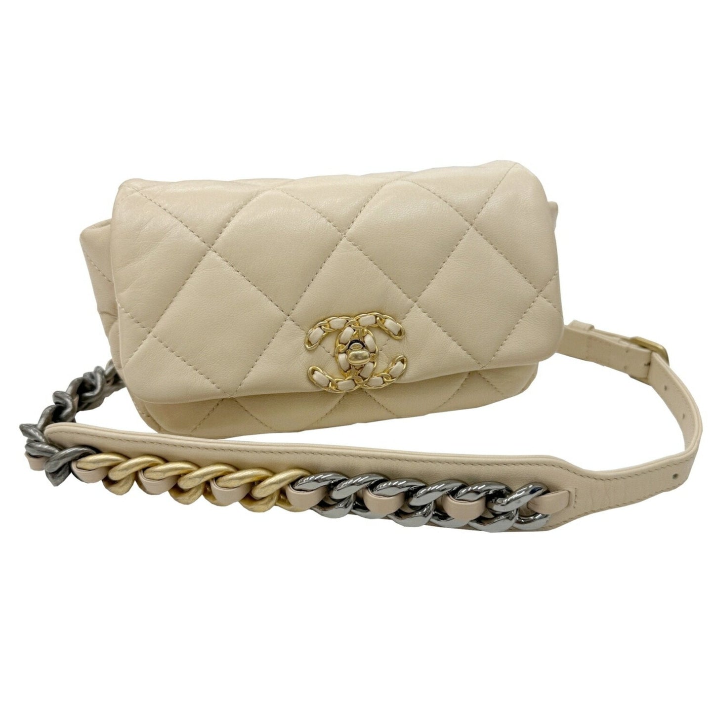Chanel Beige Leather Shoulder Bag Sling Bag ()