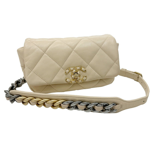 Chanel Beige Leather Shoulder Bag Sling Bag ()