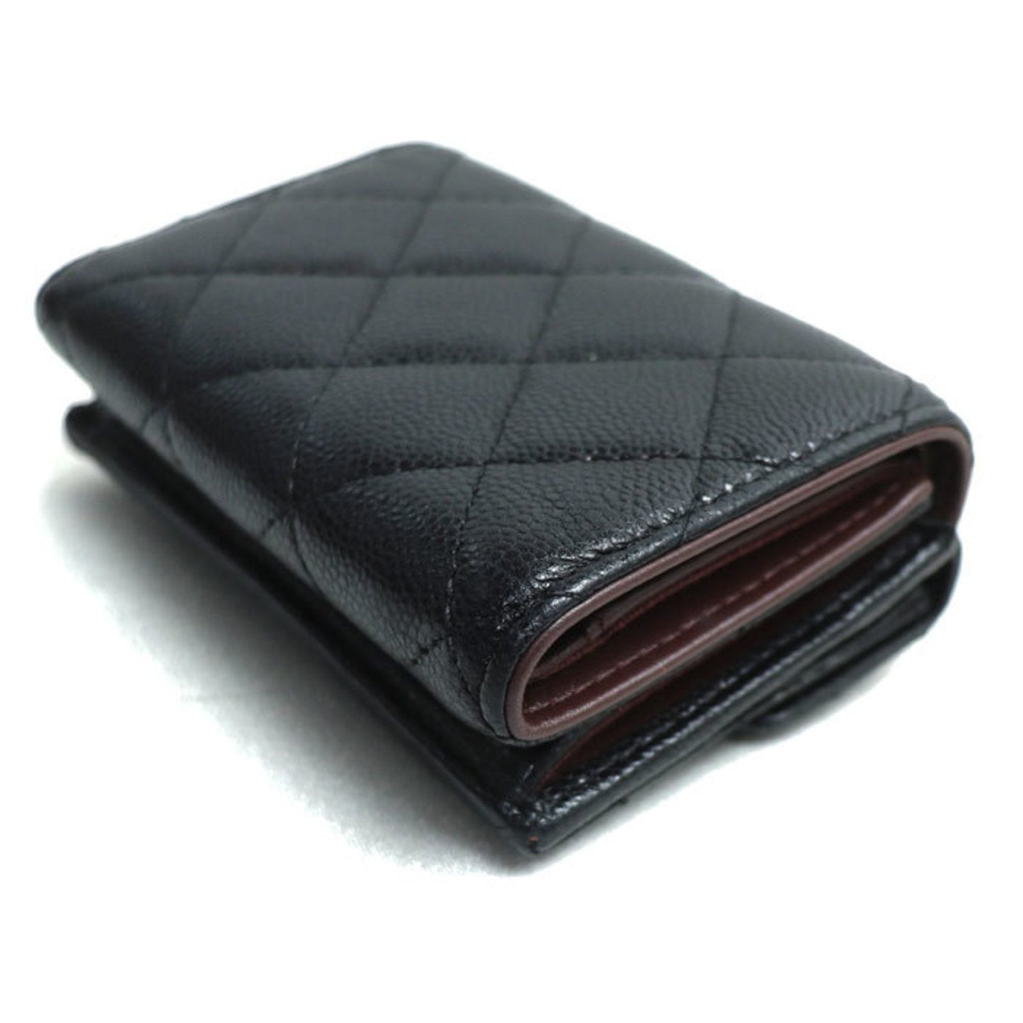 Chanel Black Grained Calfskin Wallet (Tri-Fold) ()