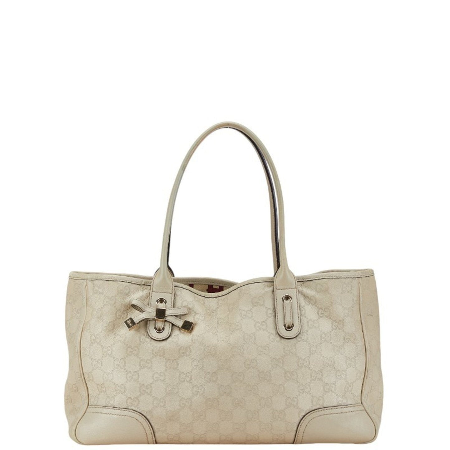 Gucci Guccissima Ivory White Canvas Leather Shoulder Bag Tote Bag ()