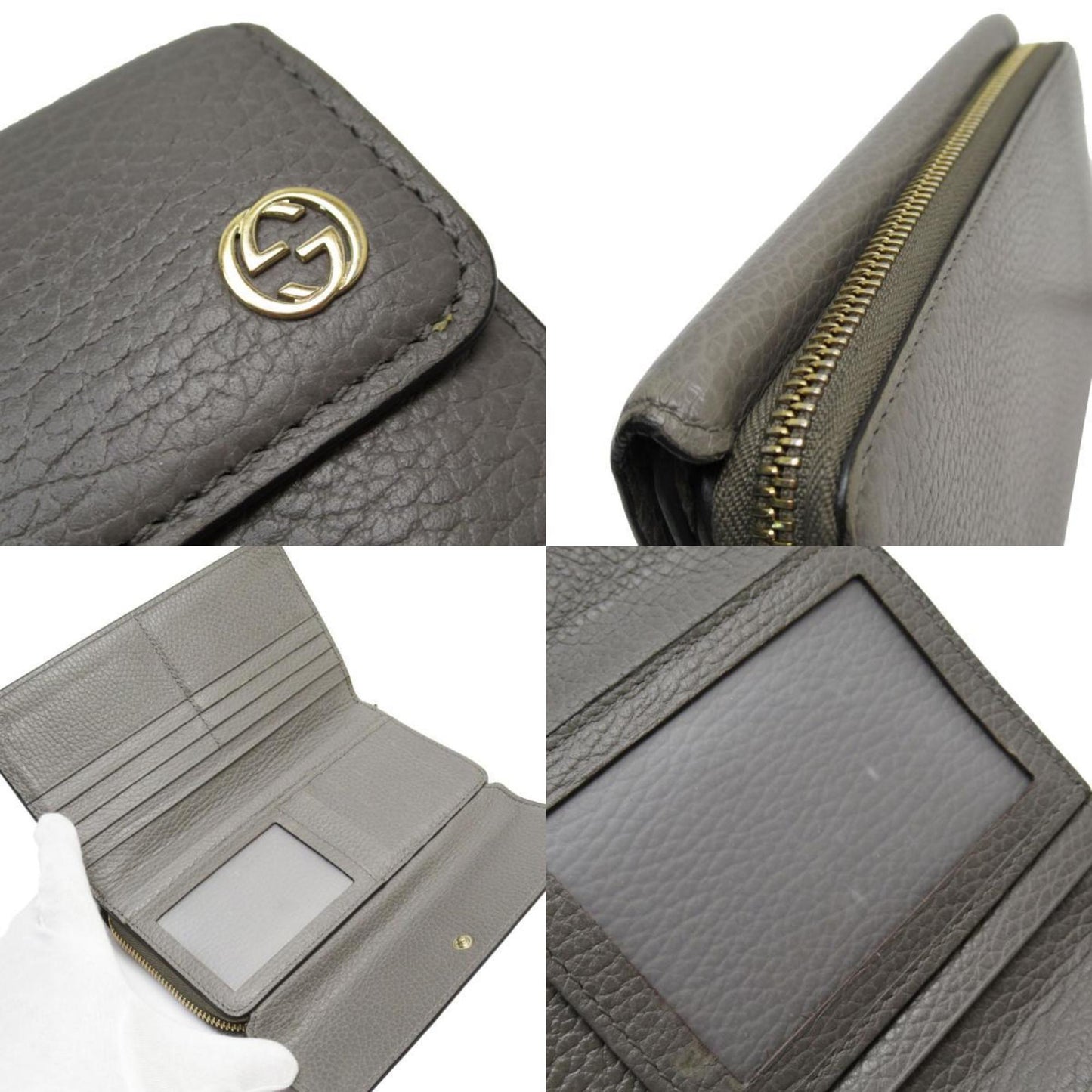 Gucci Gray Leather Long Wallet (Bi-Fold) ()
