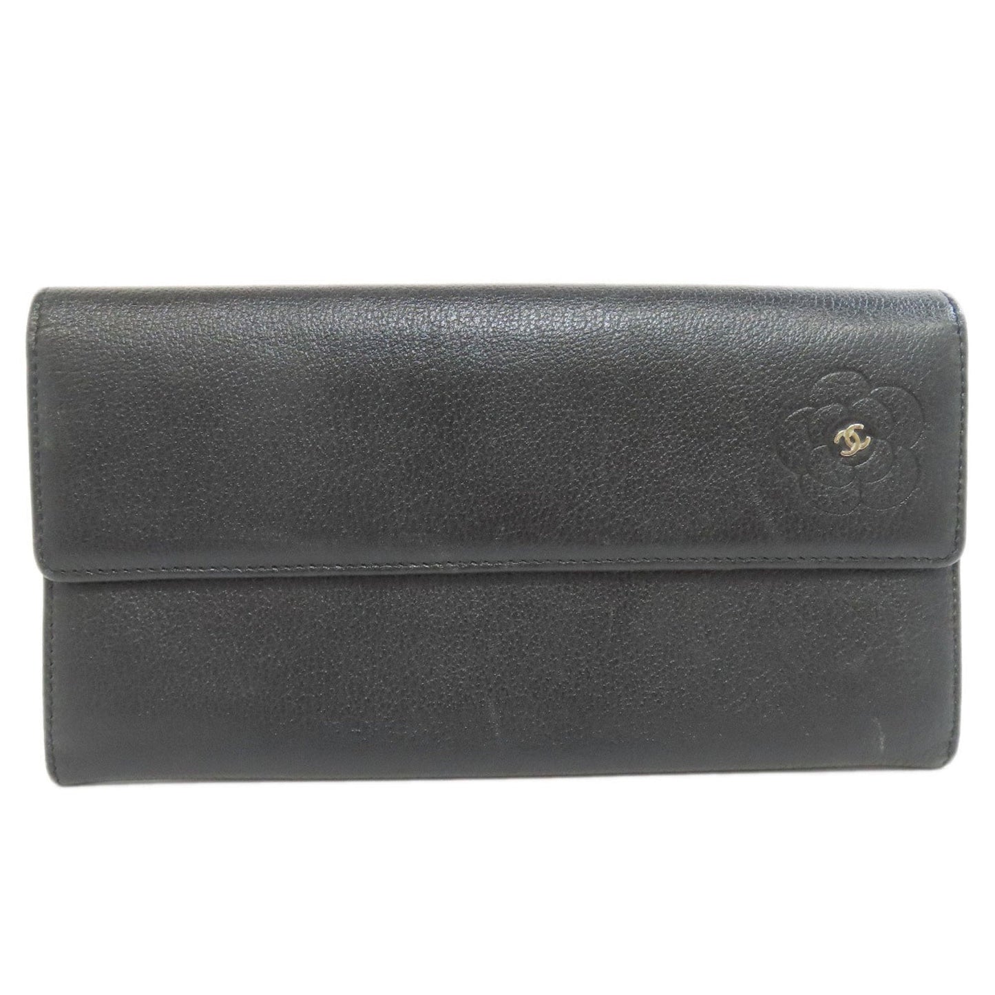 Chanel Black Leather Long Wallet (Bi-Fold) ()