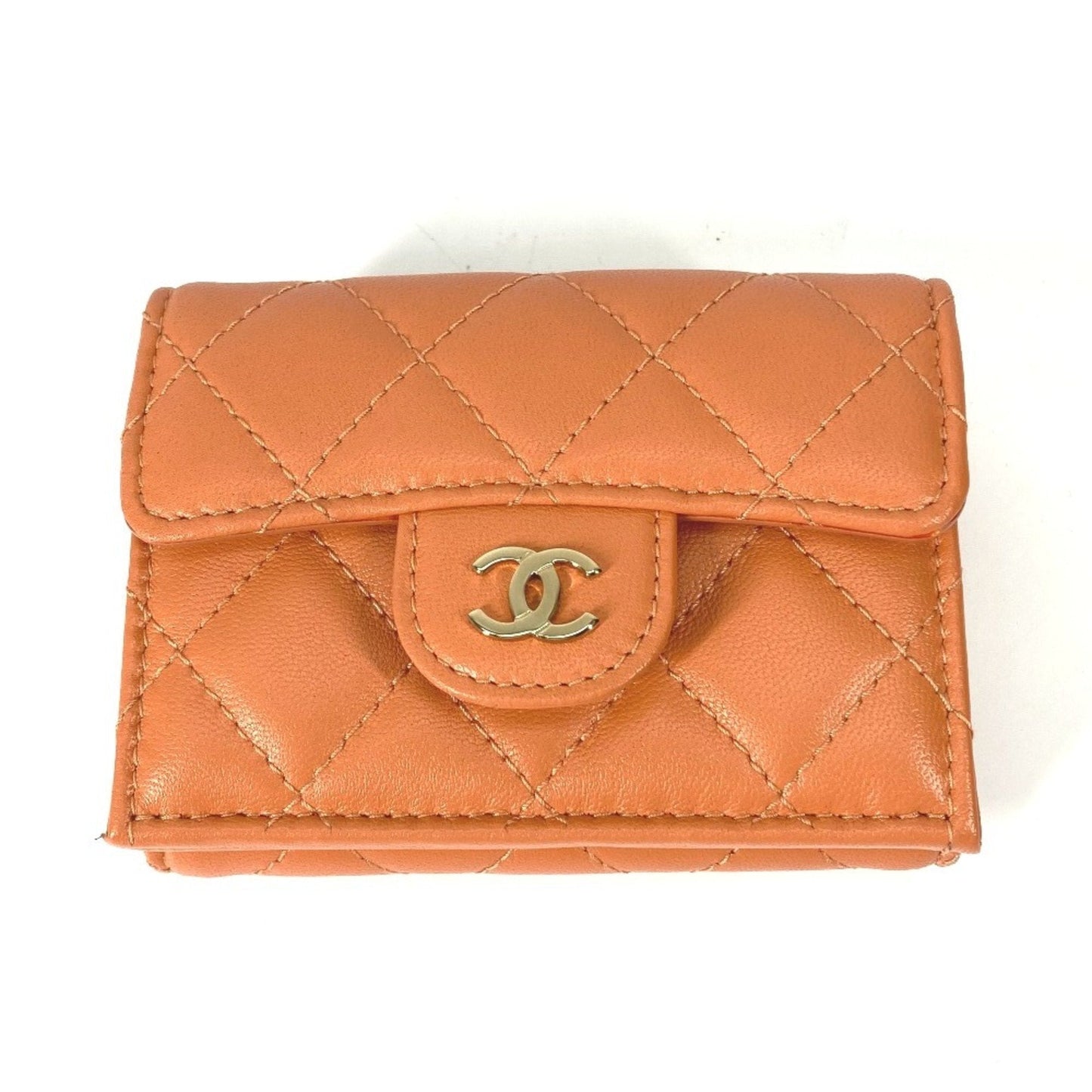 Chanel Orange Leather Wallet (Tri-Fold) ()