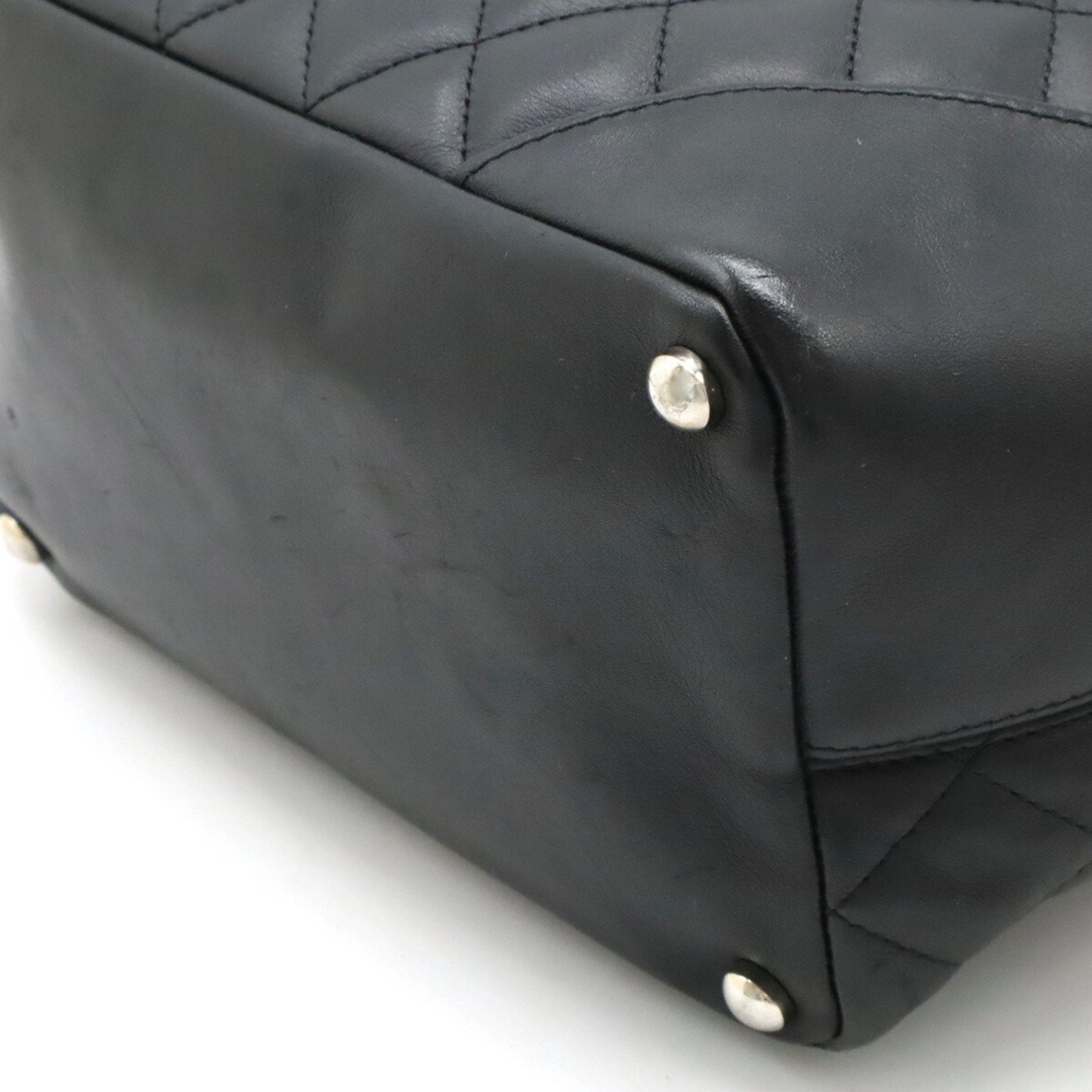 Chanel Black White Leather Shoulder Bag Tote Bag ()