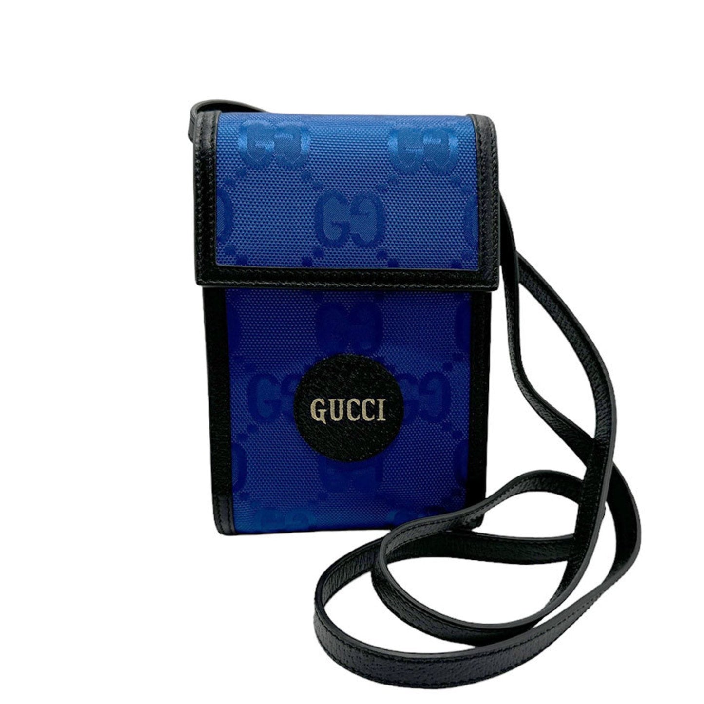 Gucci Black Blue Nylon Leather Shoulder Bag ()