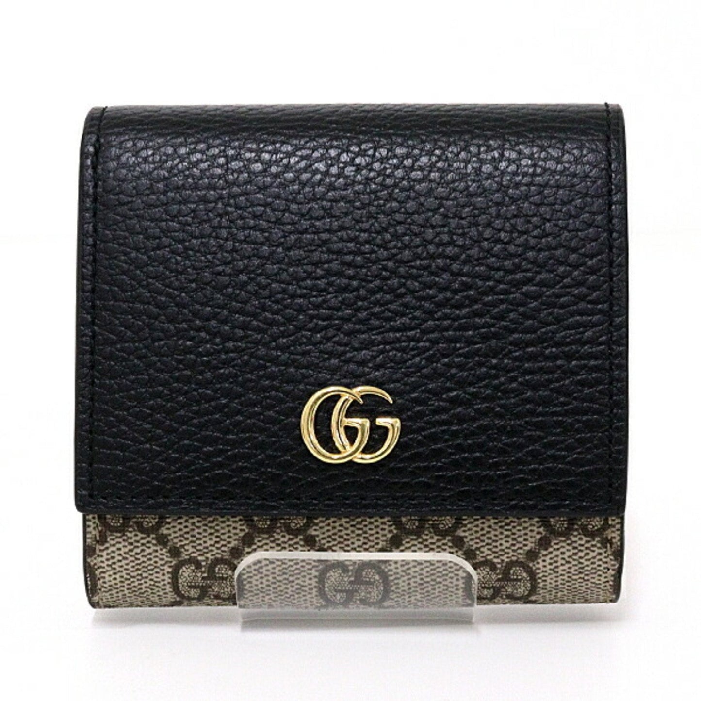 Gucci Beige Black Gg Supreme Canvas Leather Coin Purse/Coin Case ()