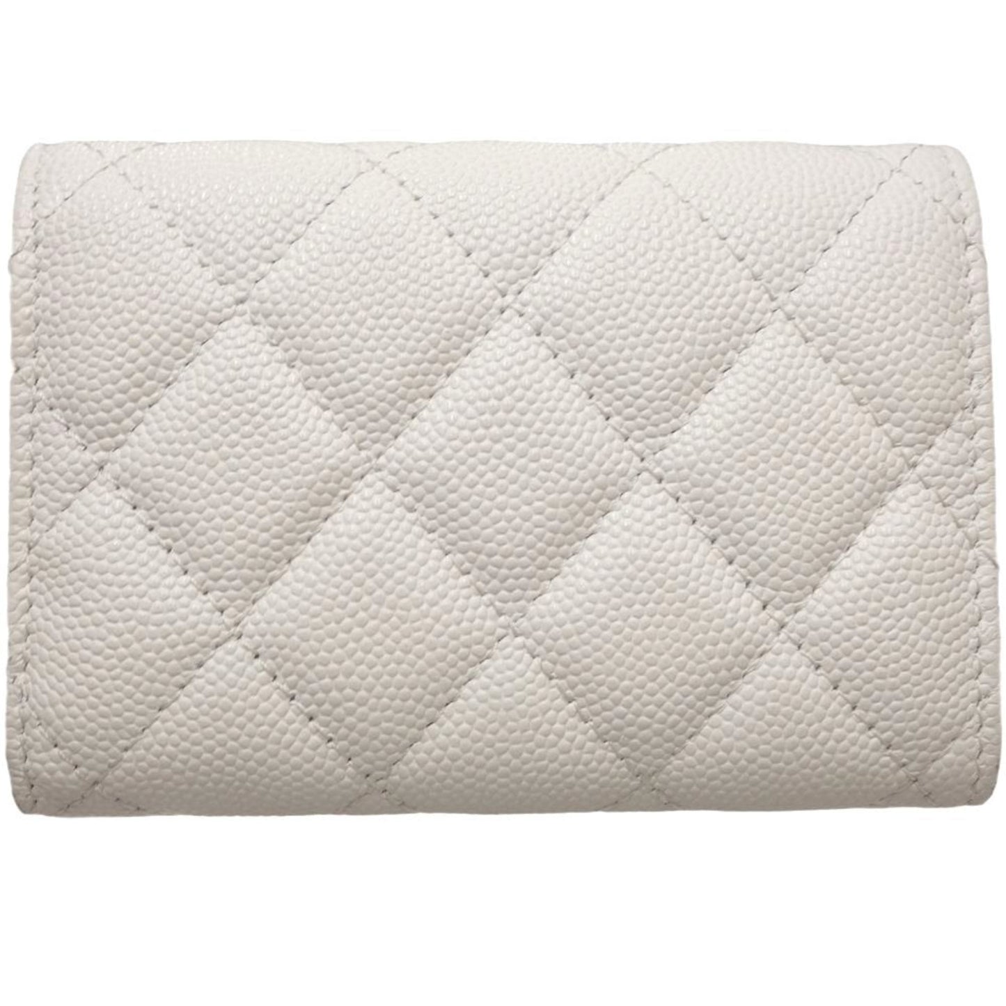 Chanel White Grained Calfskin Wallet (Tri-Fold) ()