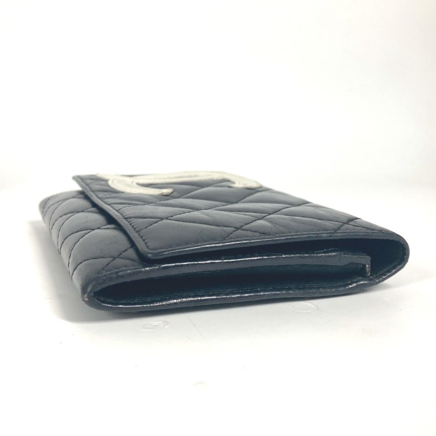 Chanel Black White Leather Bill Wallet (Bi-Fold) ()