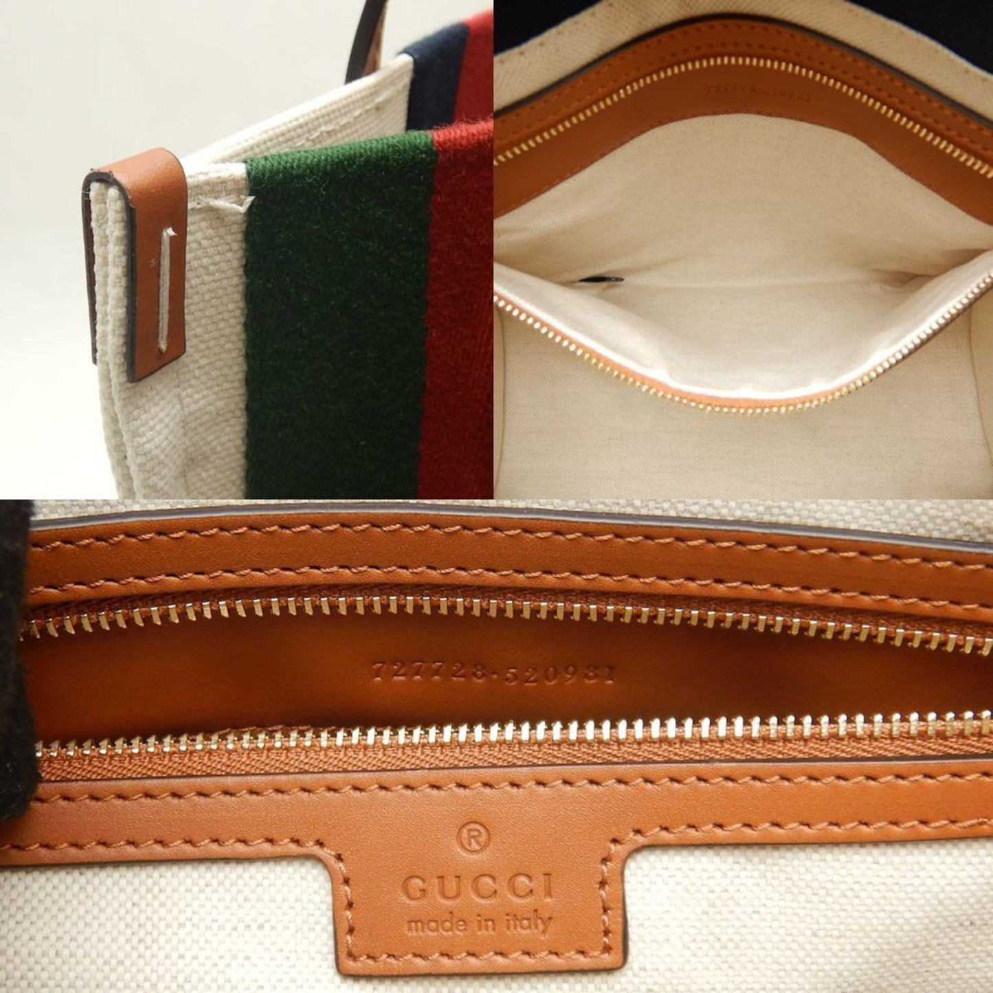 Gucci Brown Ivory Canvas Tote Bag ()