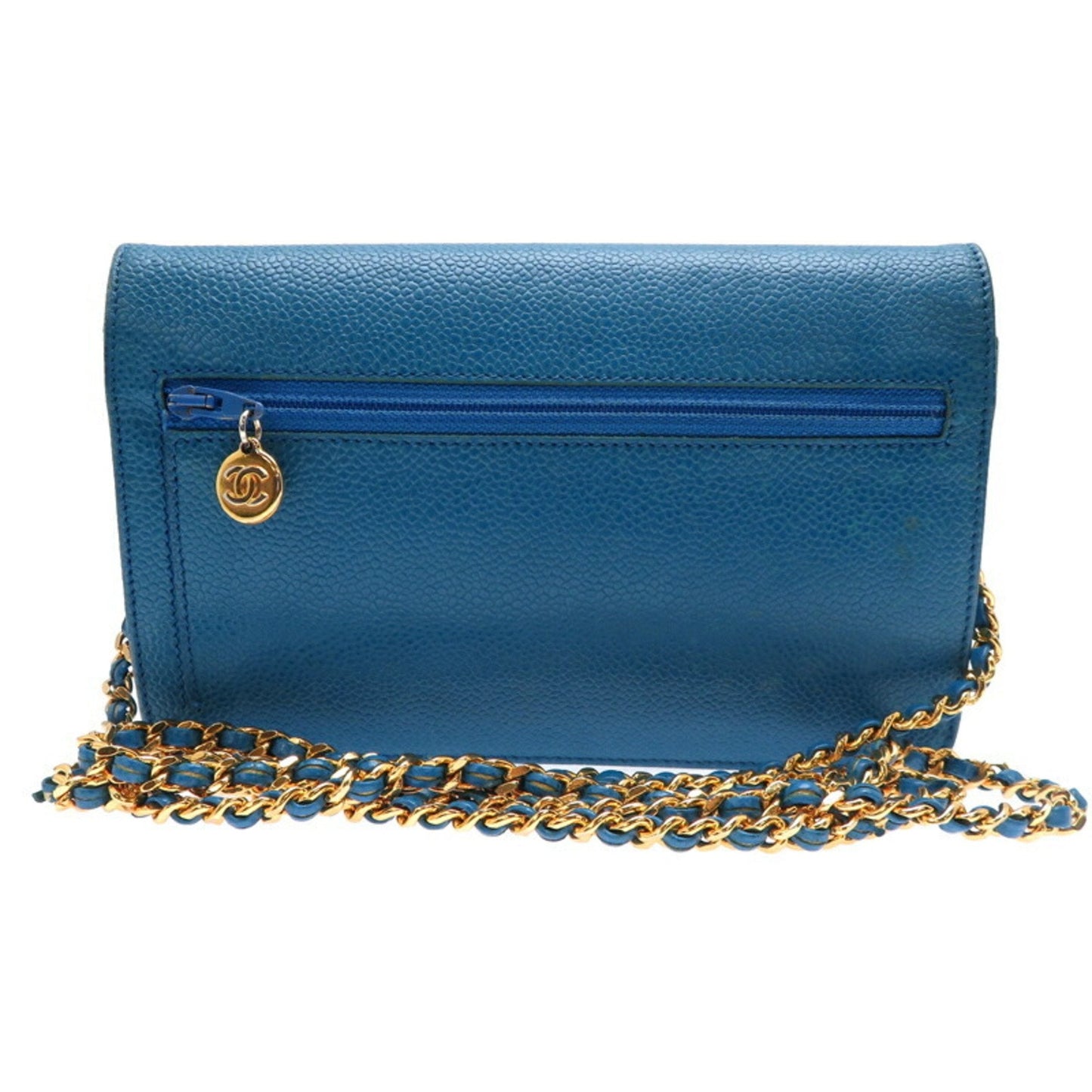 Chanel Blue Grained Calfskin Shoulder Bag ()