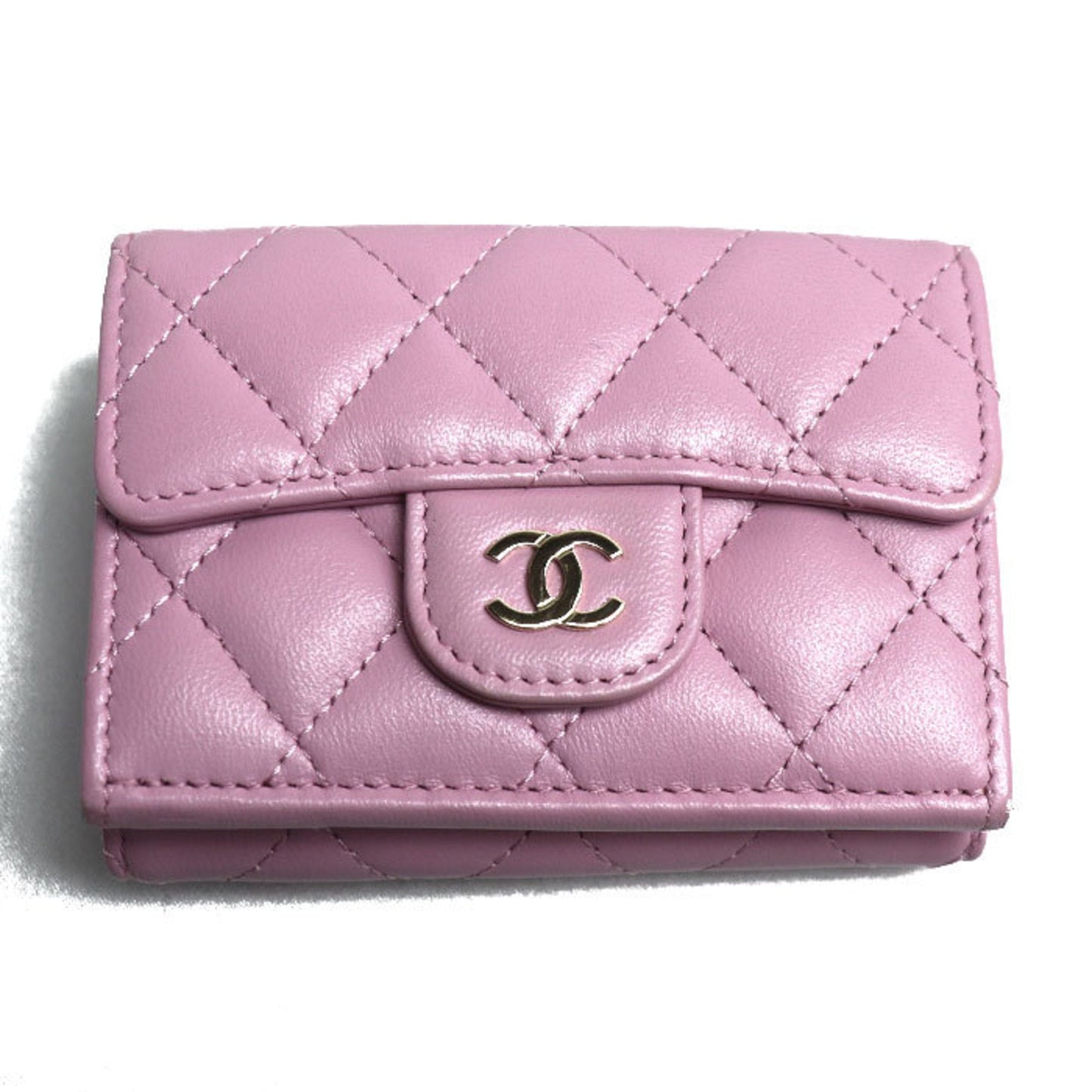 Chanel Pink Leather Wallet (Tri-Fold) ()