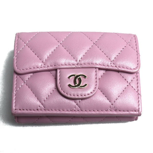 Chanel Pink Leather Wallet (Tri-Fold) ()