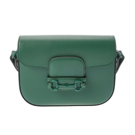 Gucci Horsebit Green Leather Shoulder Bag ()