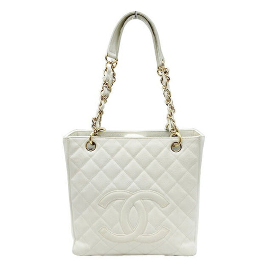 Chanel White Caviar Leather Shoulder Bag Tote Bag ()