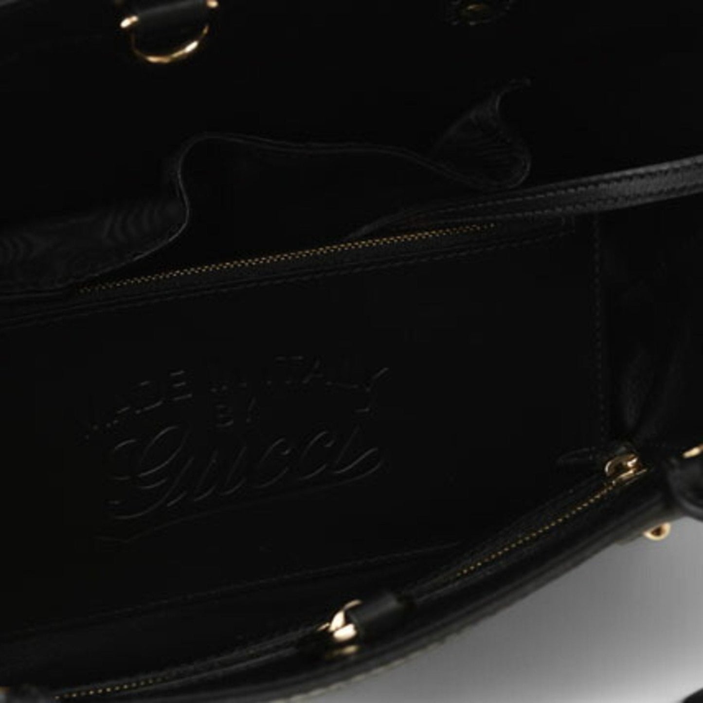 Gucci Beige Black Leather Handbag Tote Bag ()