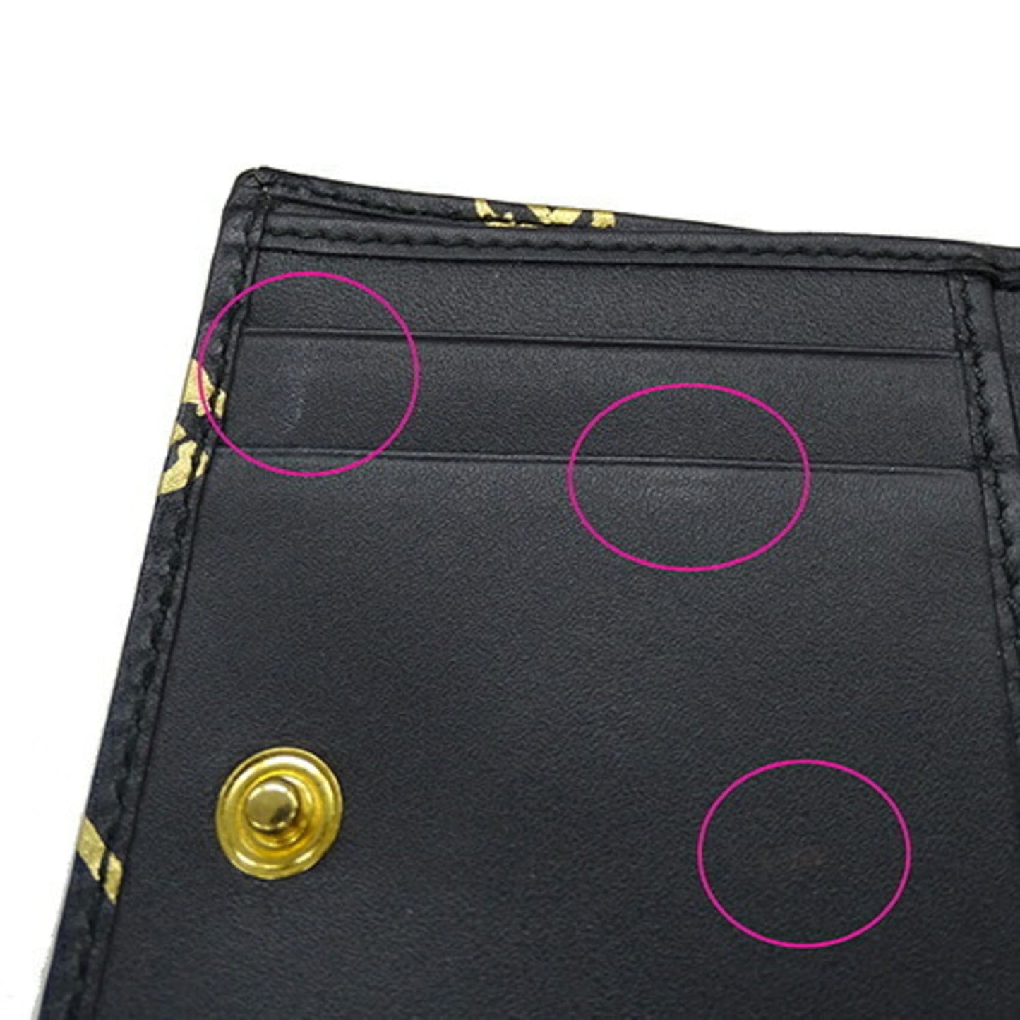 Gucci Black Gold Leather Wallet (Tri-Fold) ()