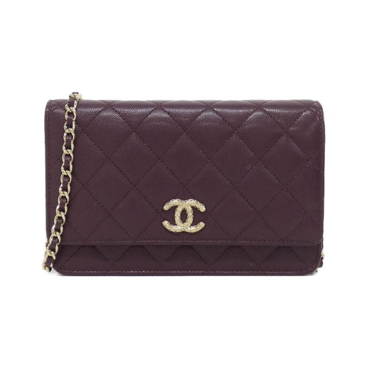Chanel Bordeaux Grained Calfskin Chain/Shoulder Wallet ()