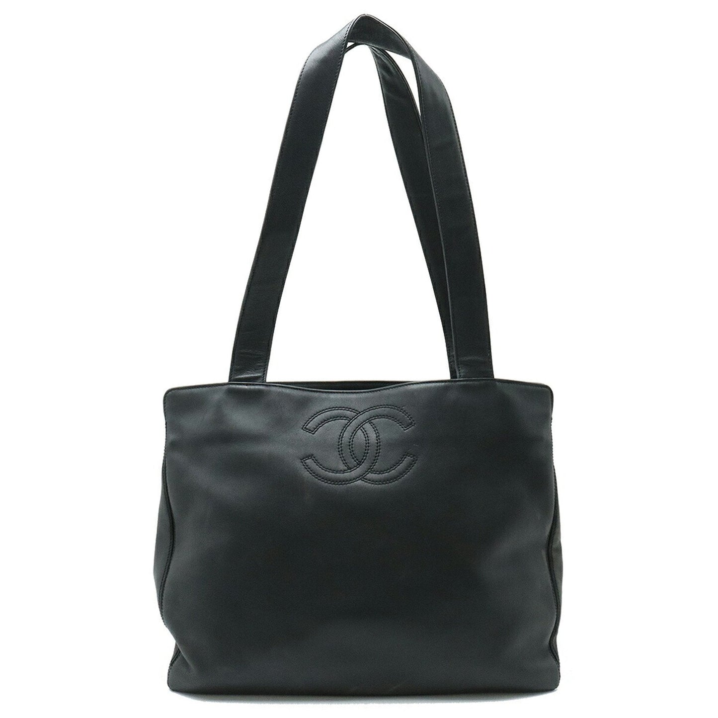 Chanel Black Leather Shoulder Bag Tote Bag ()