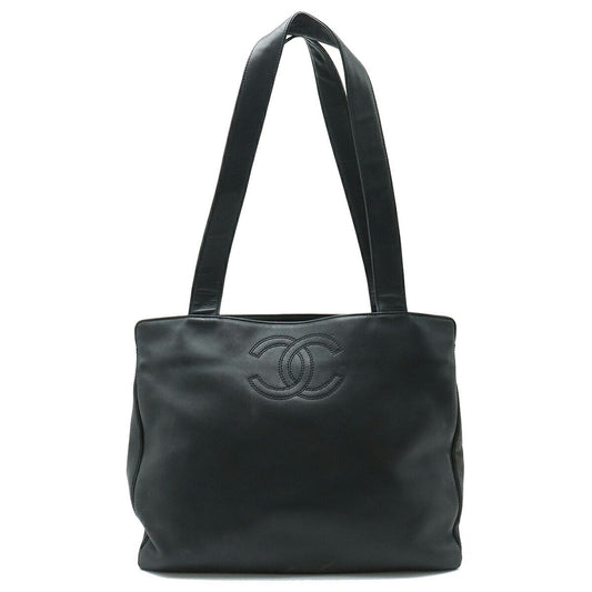 Chanel Black Leather Shoulder Bag Tote Bag ()