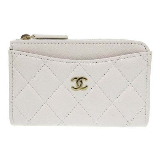Chanel White Grained Calfskin Coin Purse/Coin Case ()
