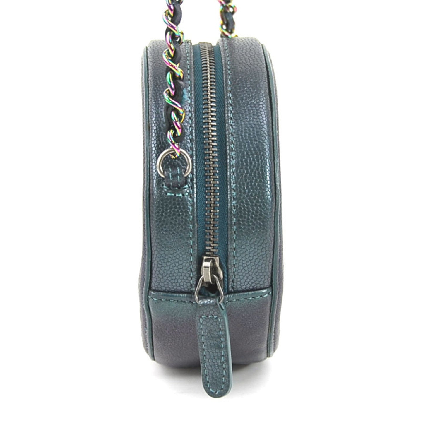 Chanel Aurora (Spangles) Metallic Dark Green Caviar Leather Metal Shoulder Bag ()