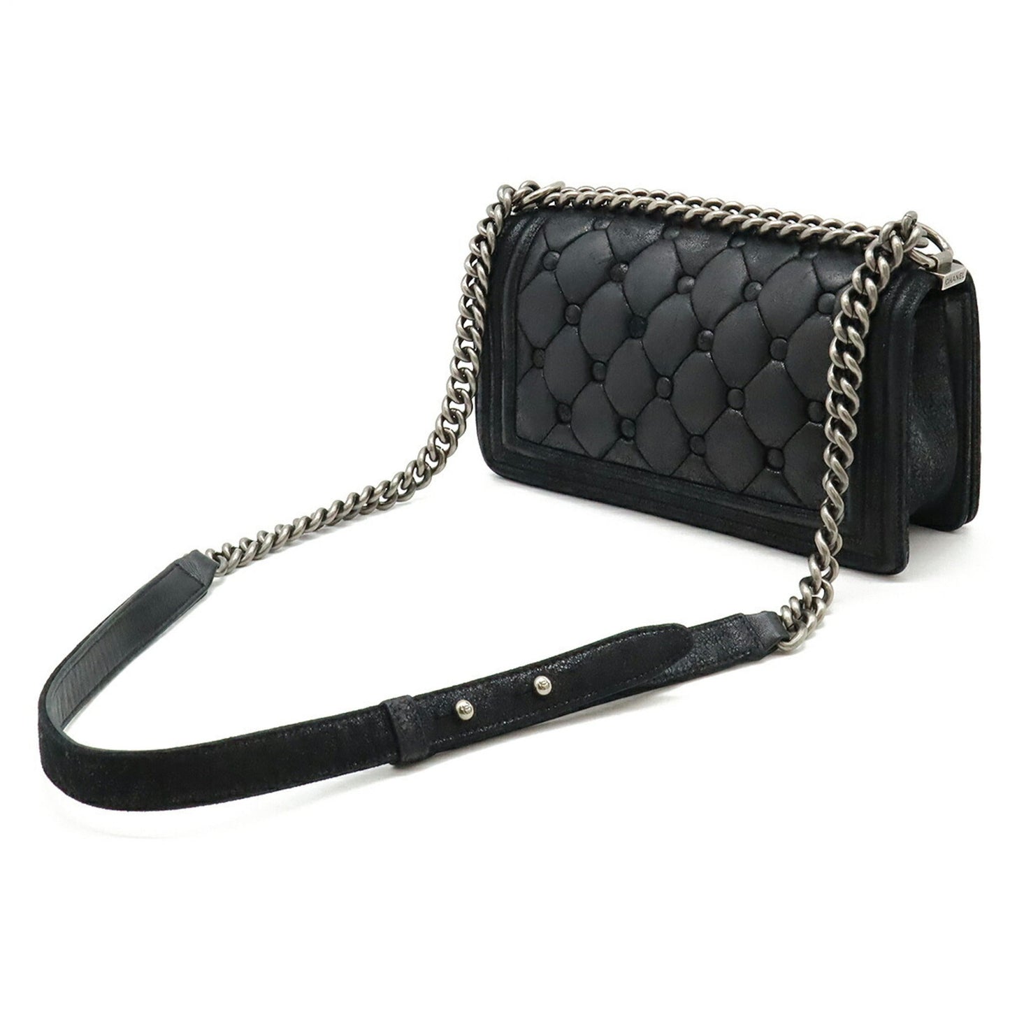 Chanel Black Suede Leather Shoulder Bag ()