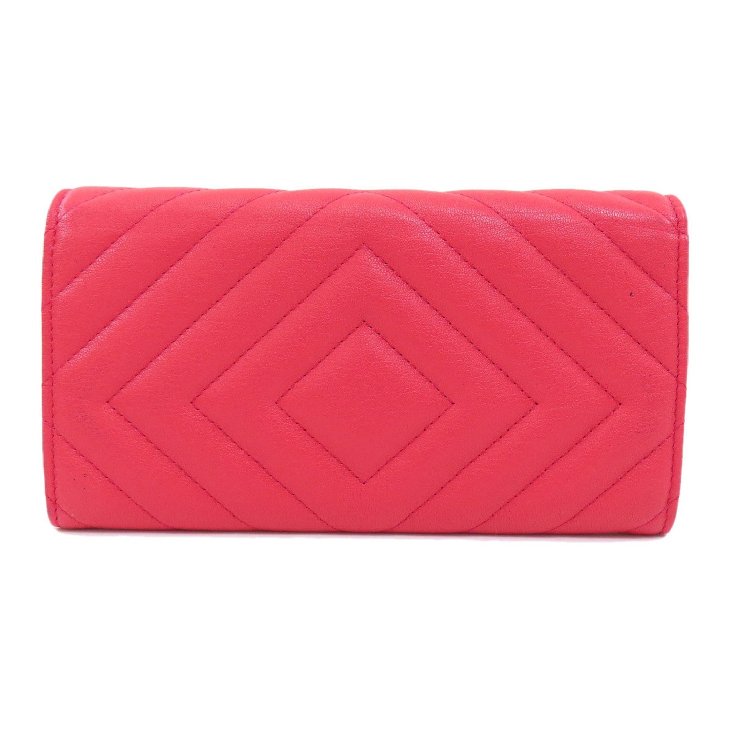 Chanel Pink Leather Long Wallet (Bi-Fold) ()