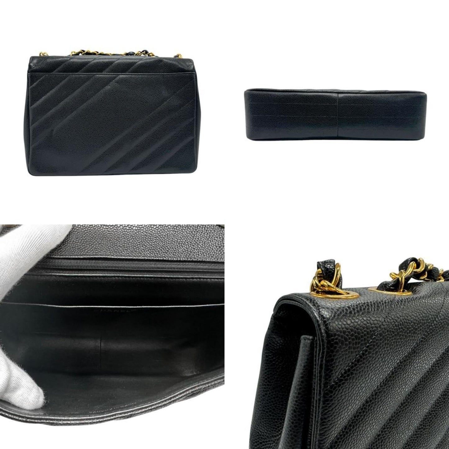 Chanel Black Caviar Leather Shoulder Bag ()