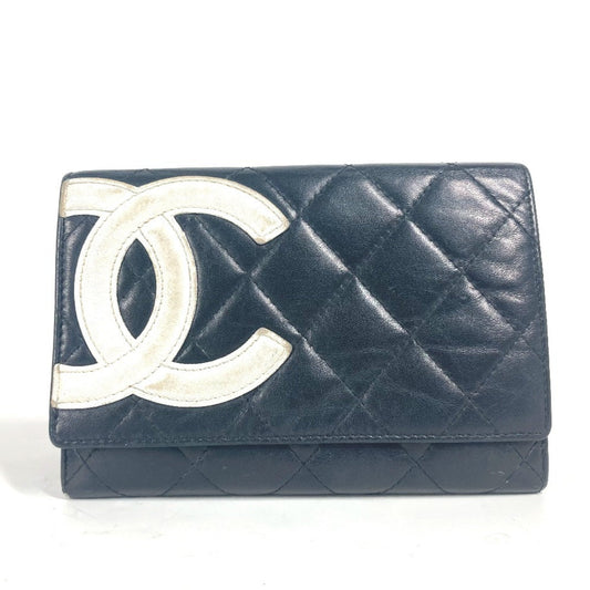 Chanel Black White Leather Bill Wallet (Bi-Fold) ()