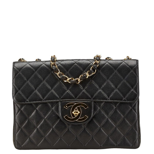 Chanel Black Leather Handbag Shoulder Bag ()