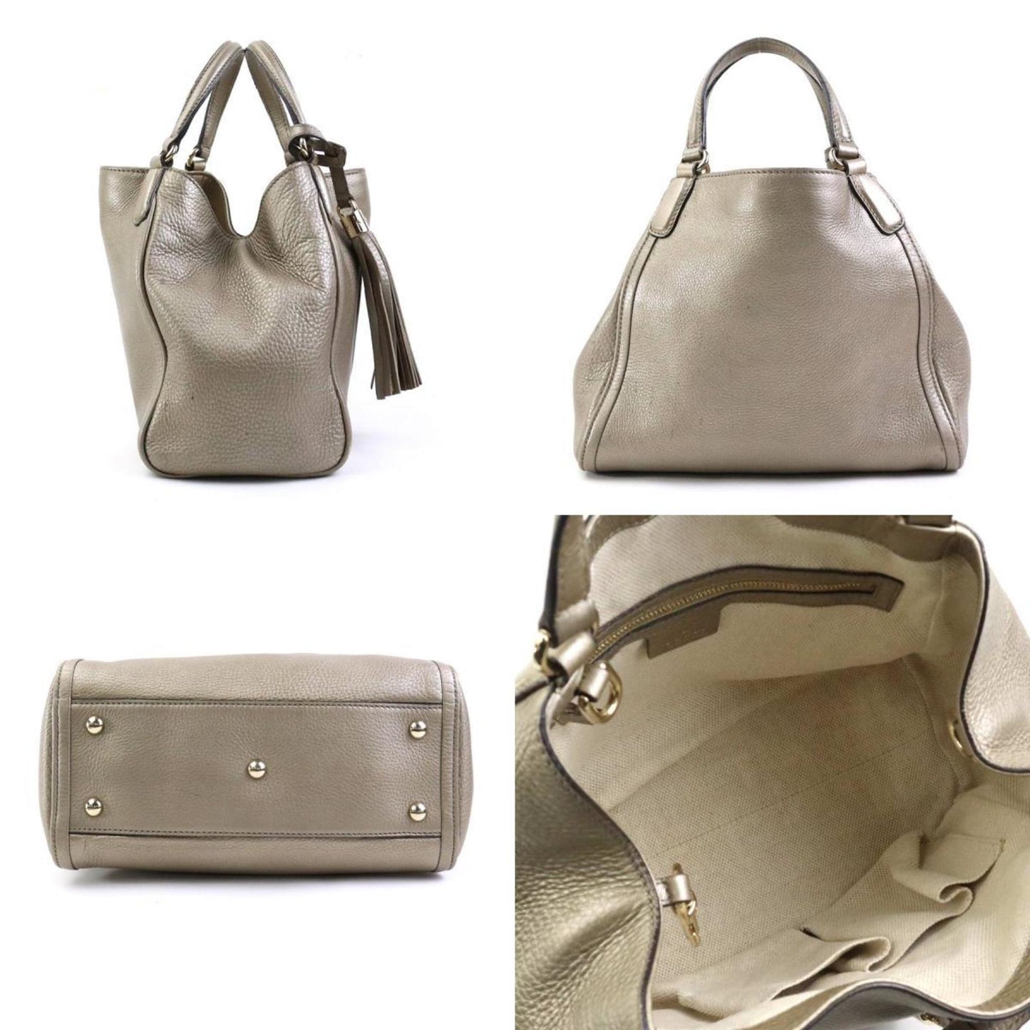 Gucci Metallic Gray Leather Handbag Shoulder Bag ()