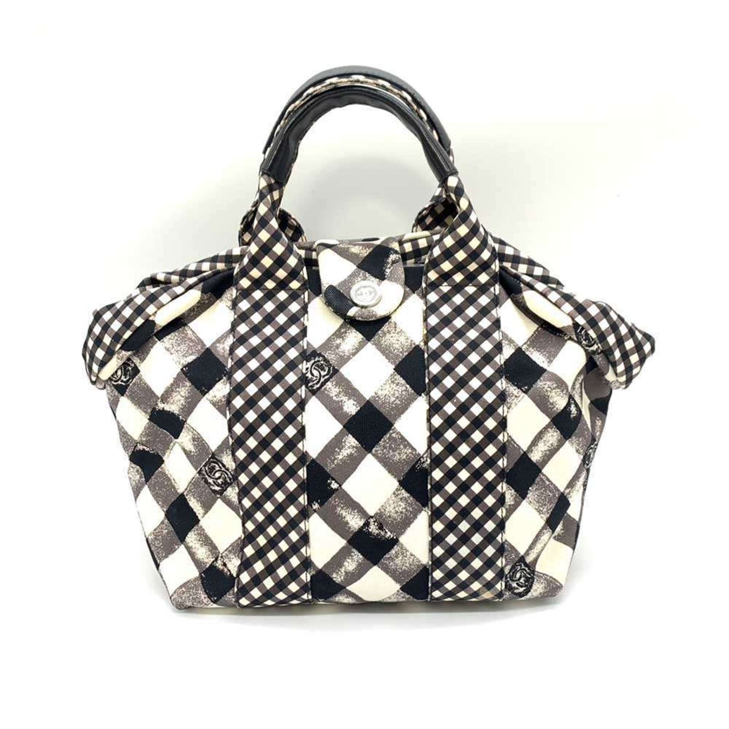 Chanel Black White Canvas Handbag ()
