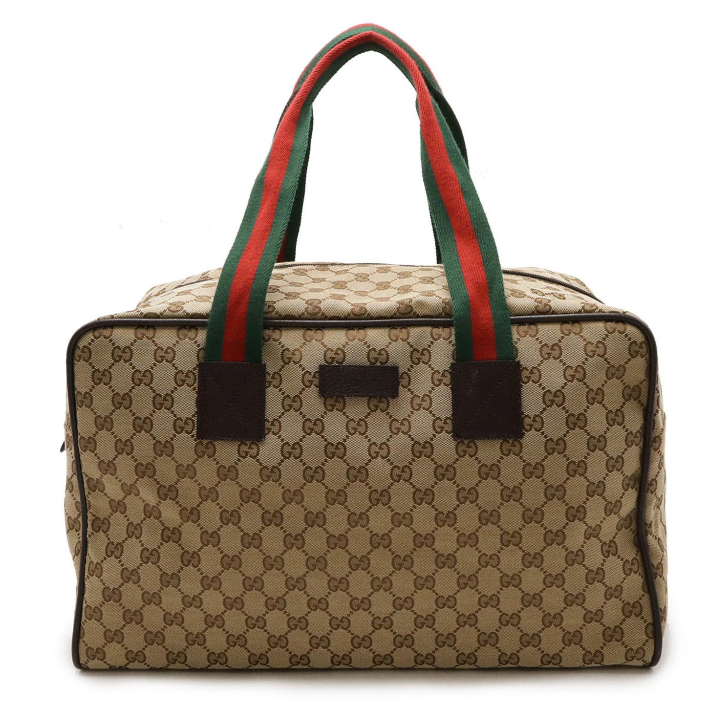 Gucci Gg Canvas Beige Green Khaki Red Color Canvas Leather Boston Bag Shoulder Bag ()