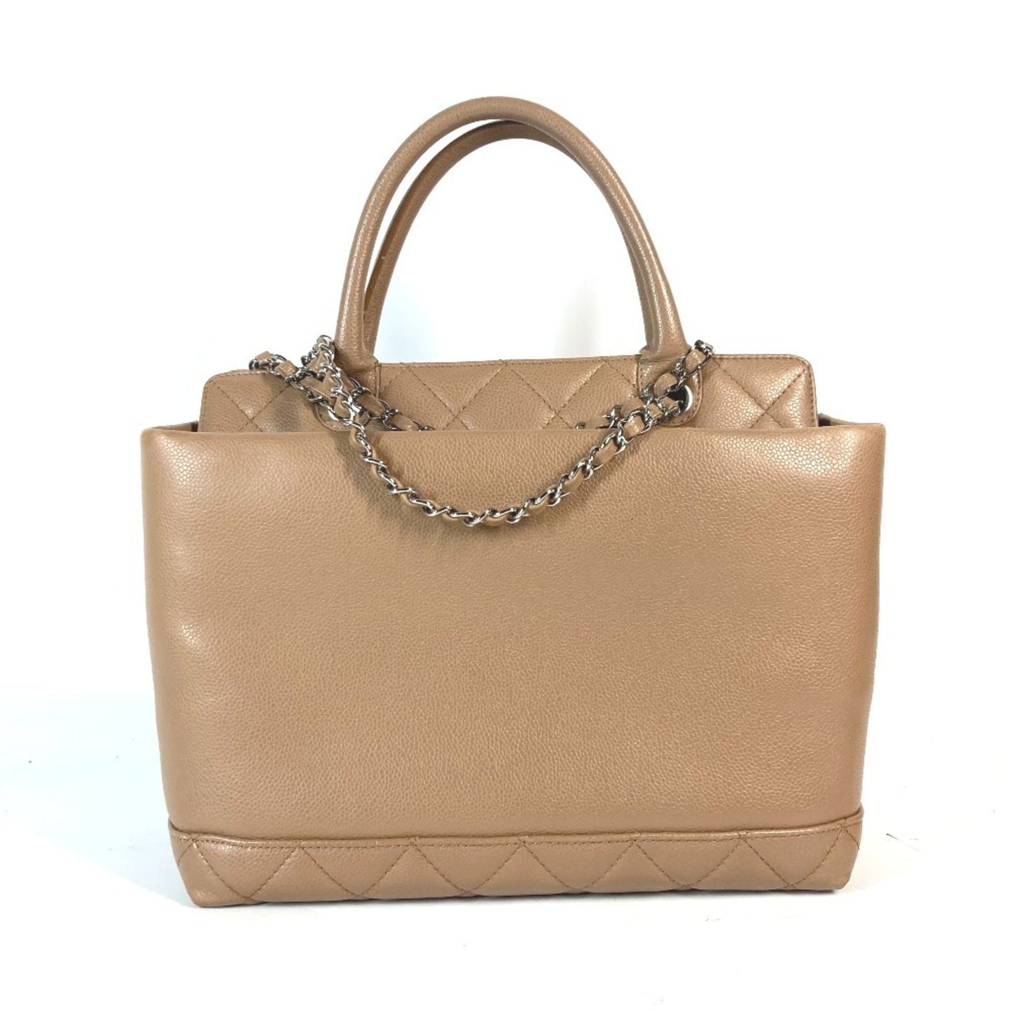 Chanel Beige Grained Calfskin Shoulder Bag Tote Bag ()