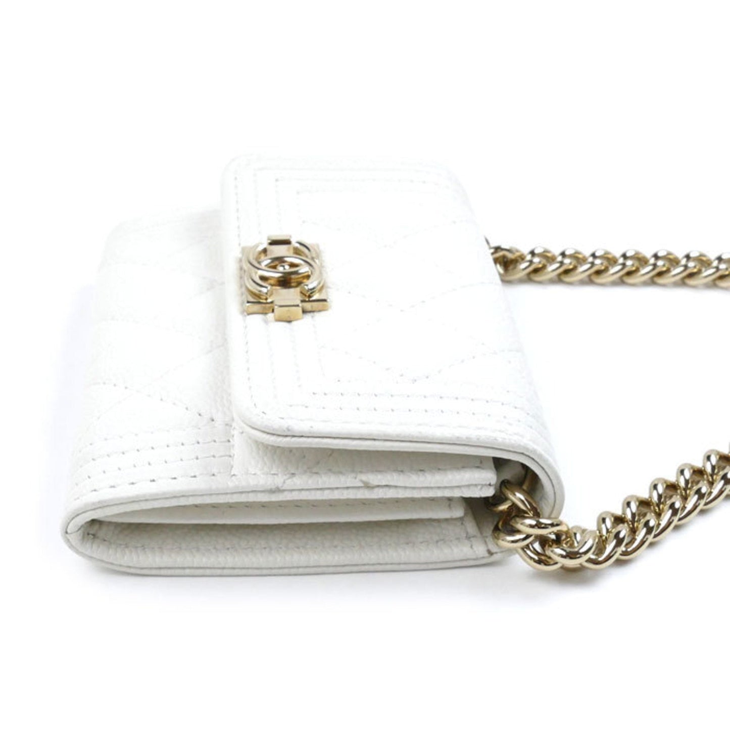 Chanel White Grained Calfskin Shoulder Bag ()