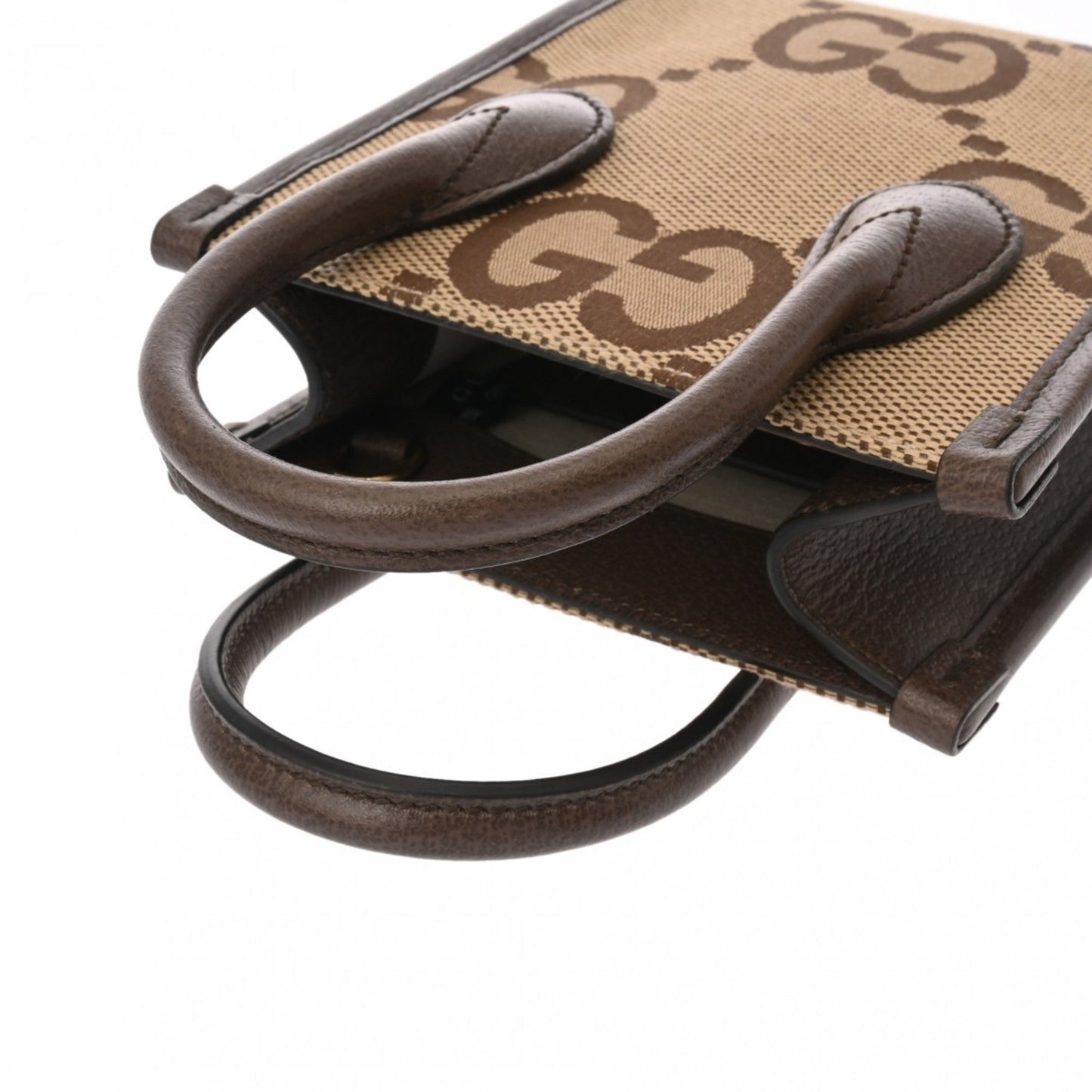Gucci Gg Canvas Beige Brown Gg Canvas Leather Handbag Tote Bag ()