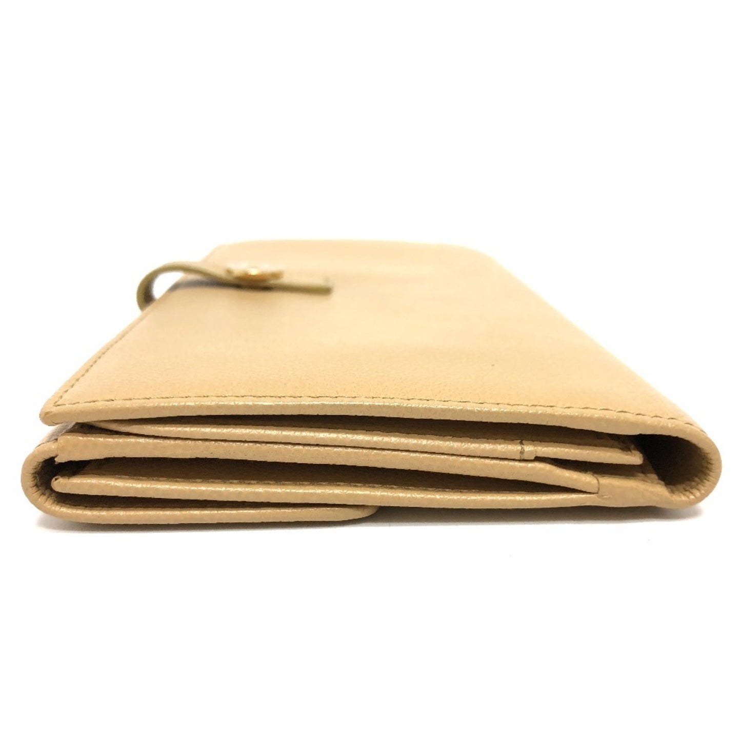 Chanel Beige Leather Long Wallet (Bi-Fold) ()