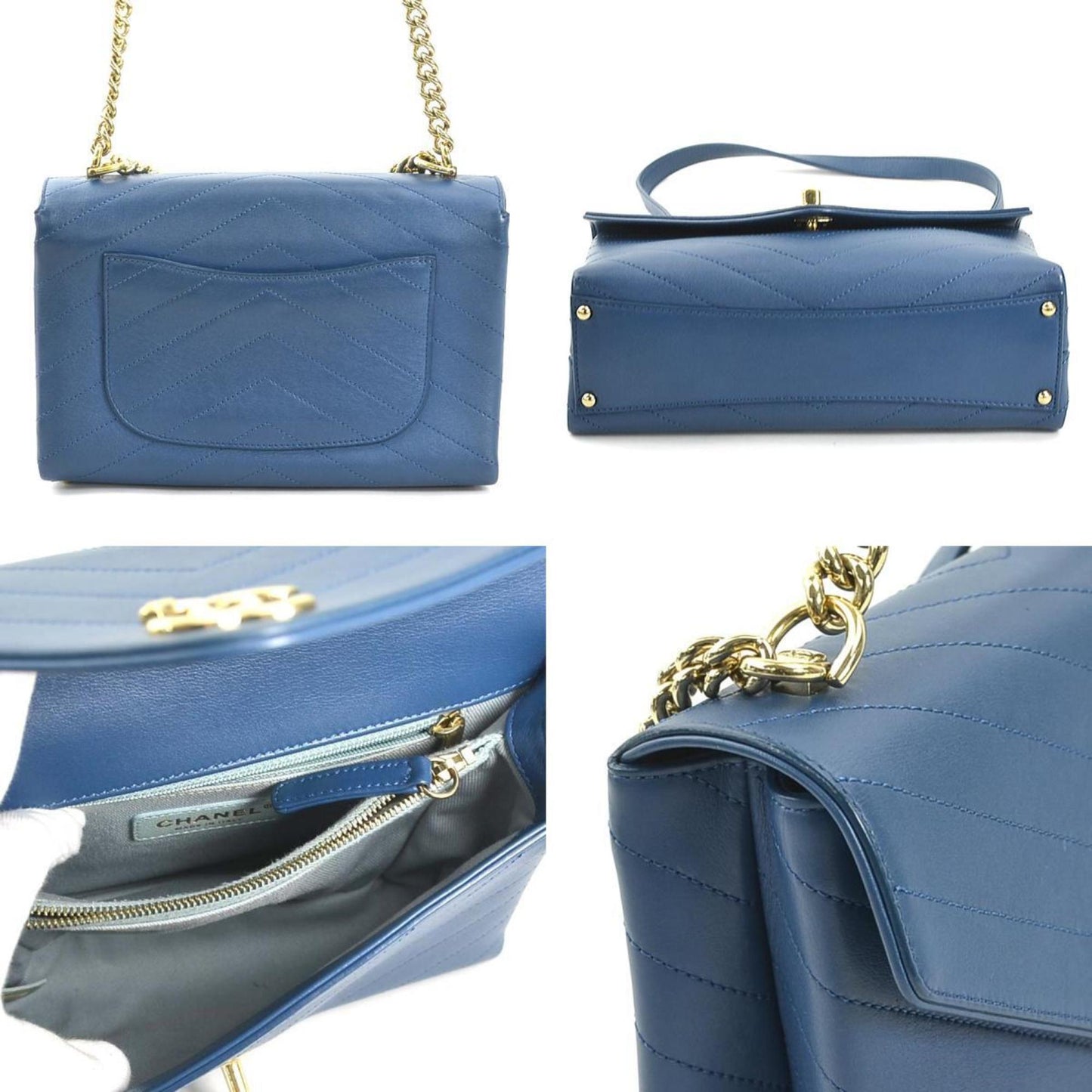 Chanel Blue Leather Handbag Shoulder Bag ()