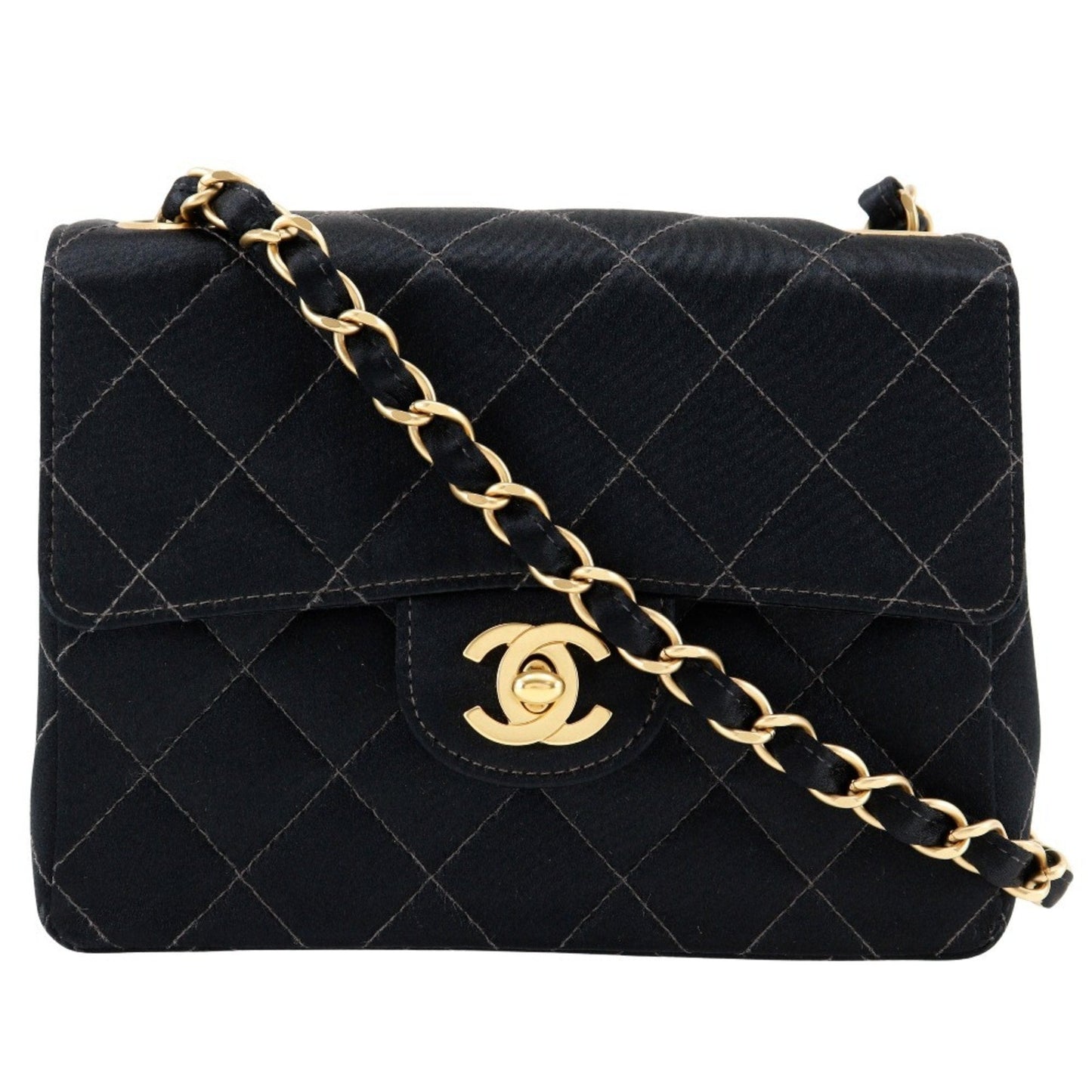 Chanel Black Satin Shoulder Bag ()