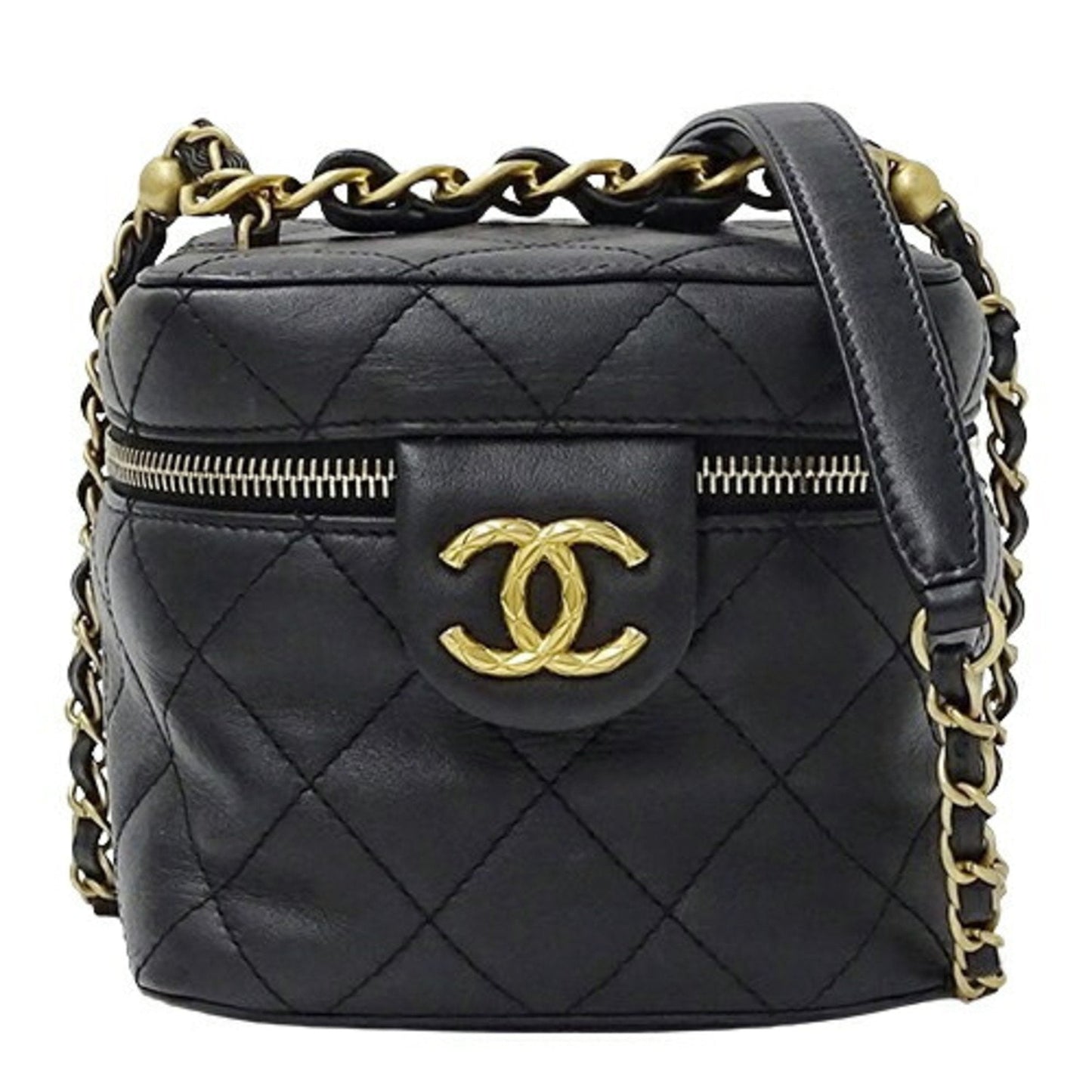 Chanel Black Leather Shoulder Bag Vanity Bag ()