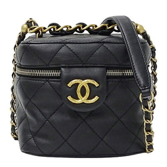Chanel Black Leather Shoulder Bag Vanity Bag ()