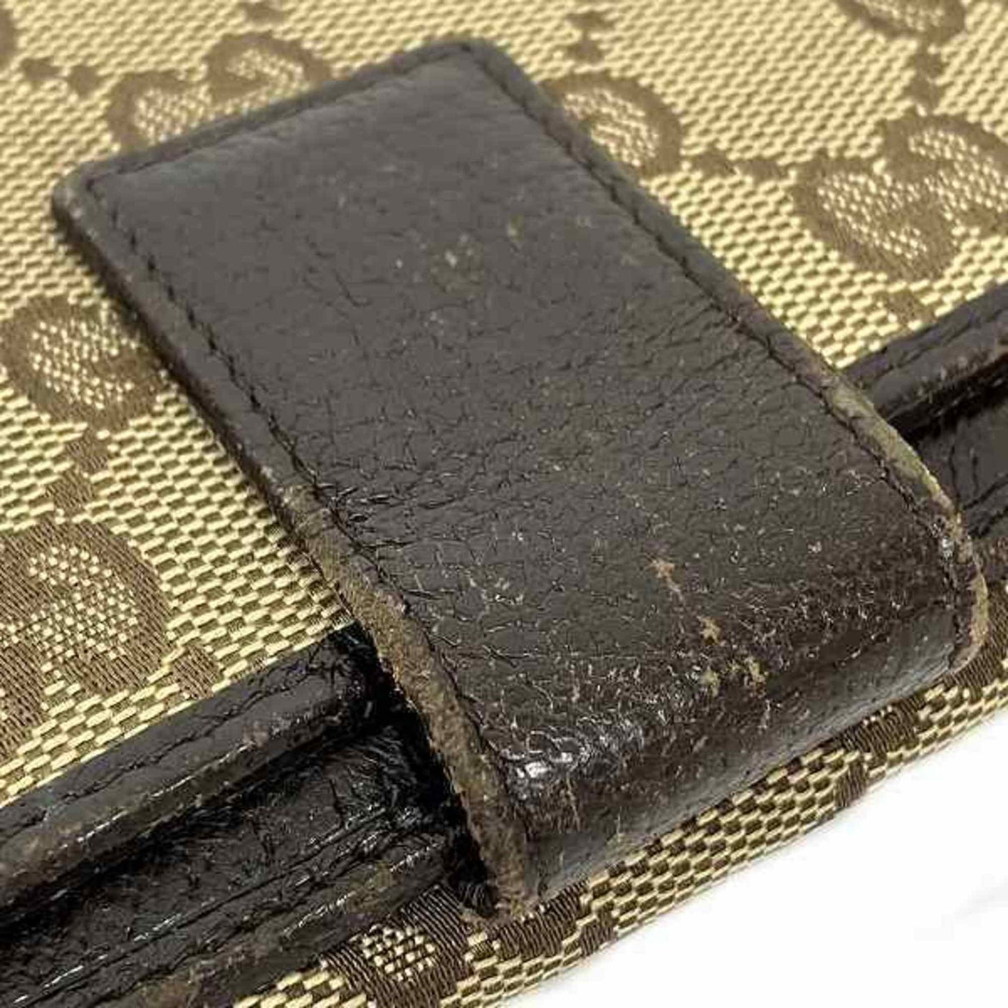 Gucci Beige Brown Canvas Leather Long Wallet (Bi-Fold) ()