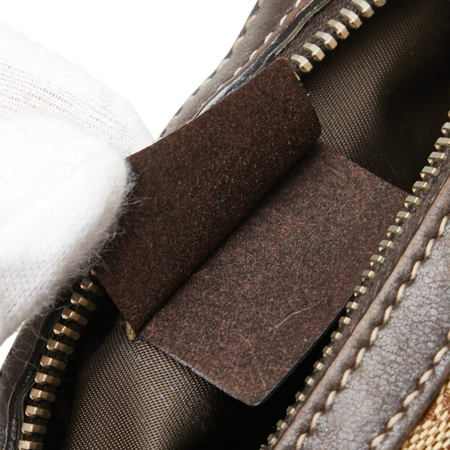 Gucci Beige Brown Canvas Leather Pouch ()