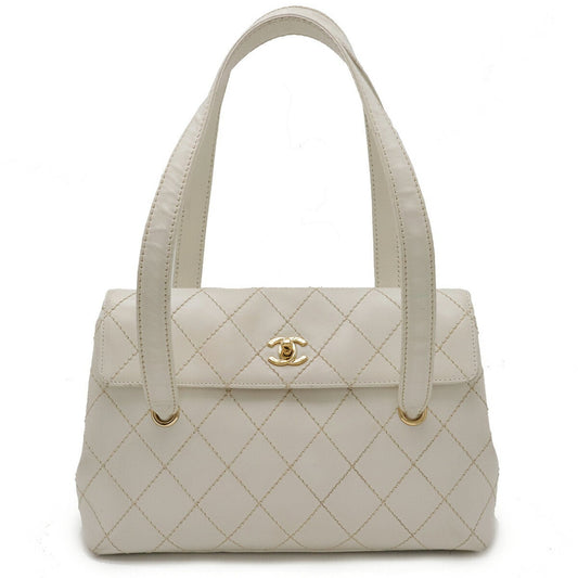 Chanel Wild Stitch White Leather Shoulder Bag Tote Bag ()