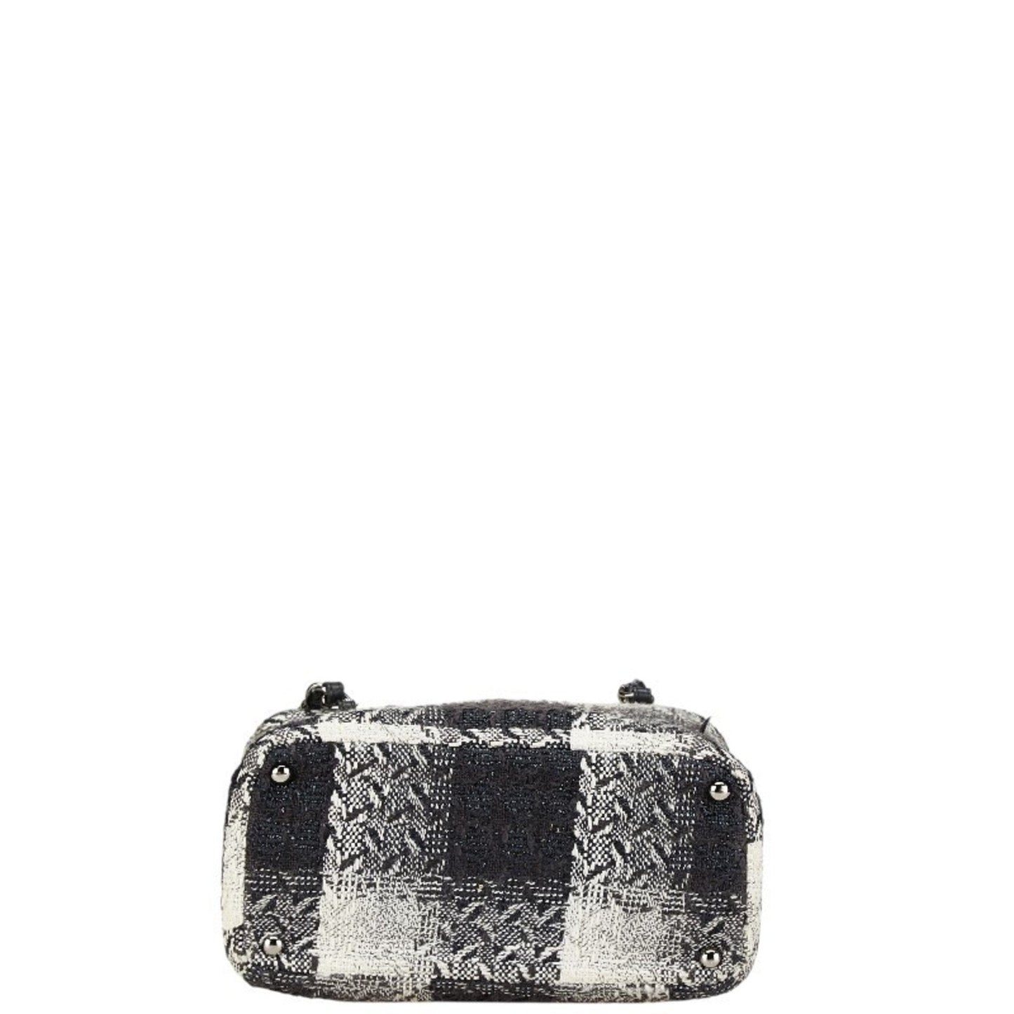 Chanel Black White Tweed Leather Handbag Vanity Bag ()