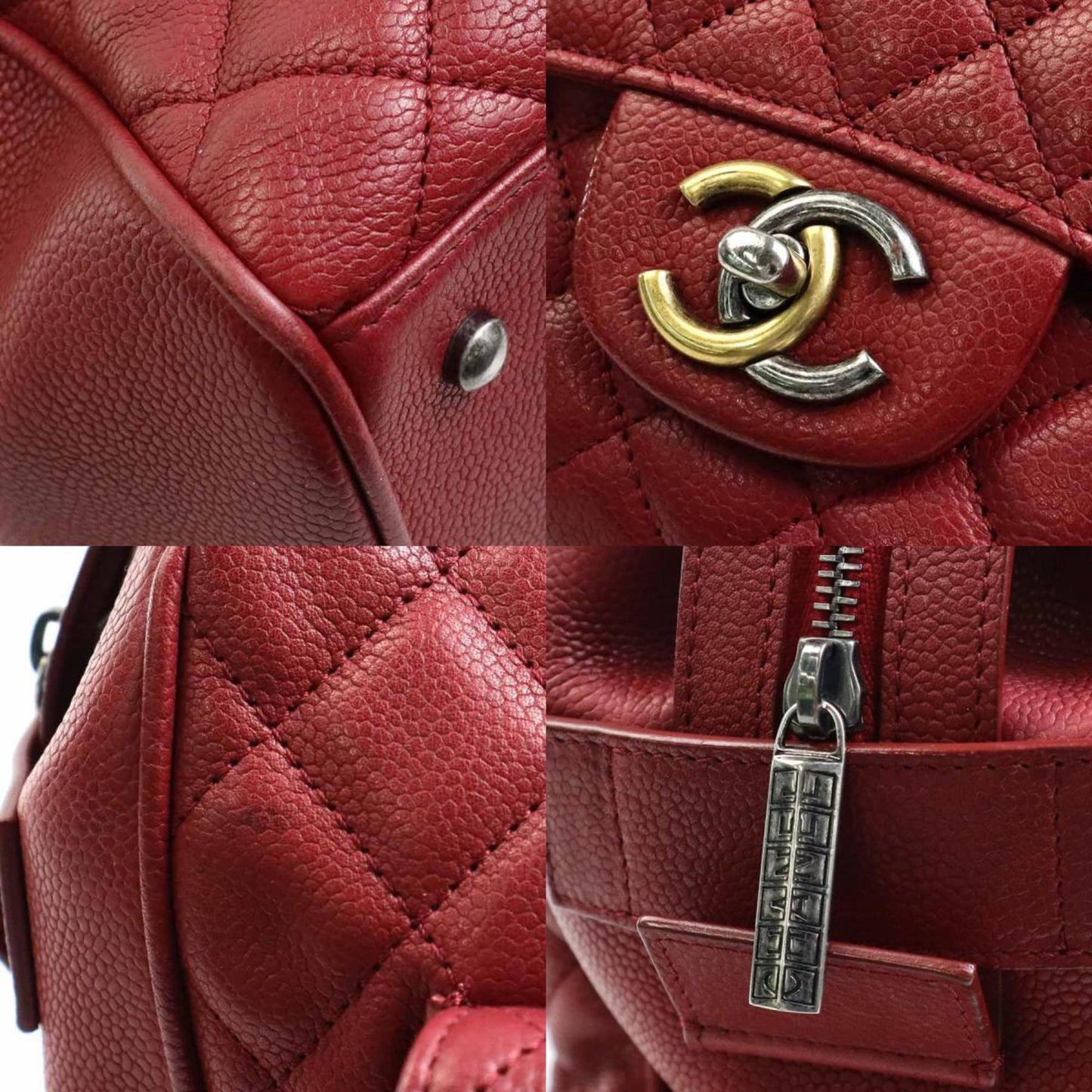 Chanel Burgundy Caviar Leather Handbag Shoulder Bag ()