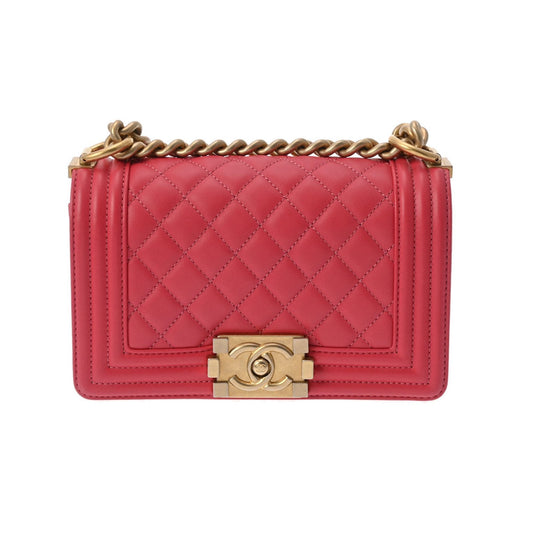 Chanel Boy Chanel Pink Grained Calfskin Shoulder Bag ()